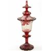 Image 1 : A 19th century Bohemian ruby-overlaid glass goblet and cover, continuously engraved with stag-hun...