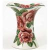 Image 1 : A Wemyss 'Lady Eva' vase, waisted with undulating rim, painted with cabbage roses and leaves, pai...