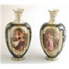 Image 1 : A pair of KPM Berlin vases, ovoid with short waisted necks, each finely painted with two opposing...