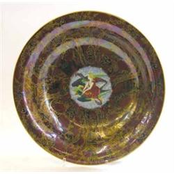 A Wedgwood fairyland lustre lily tray (2483), decorated with the Firbolgs pattern, the centre wit...