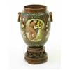 Image 1 : An exhibition quality Minton redware vase, with loop handles on prunus moulded base, painted on e...