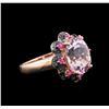 Image 1 : 14KT Rose Gold 5.18 ctw Kunzite, Pink Sapphire and Black Diamond Ring