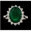 Image 2 : 4.60 ctw Emerald and Diamond Ring - 14KT White Gold