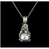 Image 1 : Pearl and Diamond Pendant With Chain - 14KT White Gold