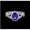 Image 2 : 14KT White Gold 1.31 ctw Tanzanite and Diamond Ring