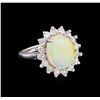 Image 1 : 3.07 ctw Opal and Diamond Ring - 14KT White Gold