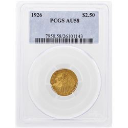 1926 $2 1/2 Indian Head Quarter Eagle Gold Coin PCGS AU58