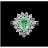 Image 2 : 14KT White Gold 1.39 ctw Emerald and Diamond Ring