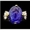 Image 2 : 12.36 ctw Tanzanite And Diamond Ring - 14KT Yellow Gold