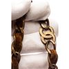 Image 5 : Chanel Antique Brass Chain Link and Brown Suede CC Logo Belt