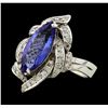 Image 1 : 3.81 ctw Tanzanite and Diamond Ring - 14KT White Gold