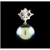 Image 2 : Pearl and Diamond Pendant - 14KT White Gold