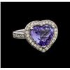 Image 1 : 5.65 ctw Tanzanite and Diamond Ring - 14KT White Gold