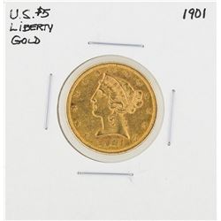 1901 $5 Liberty Head Half Eagle Gold Coin