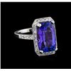 Image 1 : 6.75 ctw Tanzanite and Diamond Ring - 14KT White Gold