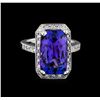 Image 2 : 6.75 ctw Tanzanite and Diamond Ring - 14KT White Gold