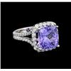 Image 1 : 14KT White Gold 6.81 ctw Tanzanite and Diamond Ring