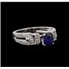 Image 1 : 1.02 ctw Sapphire and Diamond Ring - 14KT White Gold