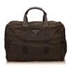 Image 1 : Prada Brown Nylon Leather Double Handle Zipper Duffle Bag