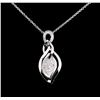 Image 2 : 0.40 ctw Diamond Pendant with Chain - 14KT White Gold