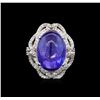 Image 2 : 14KT White Gold 14.42 ctw Tanzanite and Diamond Ring