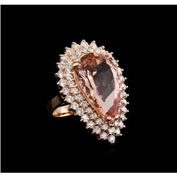 12.50 ctw Morganite and Diamond Ring - 14KT Rose Gold