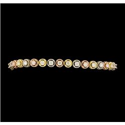 3.20 ctw Diamond Bracelet - 14KT Tri Color Gold