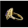 Image 3 : 14KT Yellow Gold 2.05 ctw Tanzanite and Diamond Ring