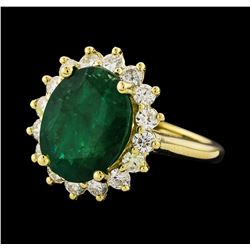 5.43 ctw Emerald and Diamond Ring - 14KT Yellow Gold