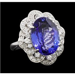 11.95 ctw Tanzanite and Diamond Ring - Platinum