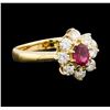 Image 1 : 0.39 ctw Ruby and Diamond Ring - 18KT Yellow Gold