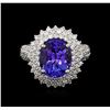Image 2 : 5.75 ctw Tanzanite and Diamond Ring - 14KT White Gold