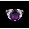 Image 2 : 4.13 ctw Amethyst and Diamond Ring - 14KT White Gold