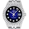 Image 2 : Rolex Mens Stainless Steel Blue Vignette 3 ctw Channel Set Diamond Datejust Wris