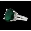 Image 1 : 5.53 ctw Emerald and Diamond Ring - 14KT White Gold