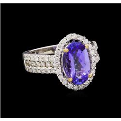 14KT White Gold 2.51 ctw Tanzanite and Diamond Ring