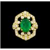 Image 2 : 14KT Yellow Gold 2.85 ctw Emerald and Diamond Ring