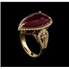 Image 4 : 14KT Yellow Gold 8.67 ctw Ruby and Diamond Ring