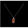 Image 2 : 18.00 ctw Citrine and Diamond Pendant With Chain - 14KT White Gold