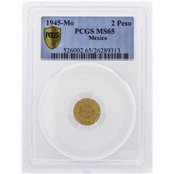 1945-Mo Mexico 2 Pesos Gold Coin PCGS MS65