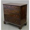 Image 1 : A small George III chest, of four graduated drawers fitted with replaced brass loop handles on br...