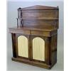 Image 1 : A Regency rosewood chiffonier, with architectural pediment shelved back, two drawers and two plea...