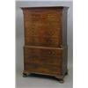 Image 1 : A George III mahogany chest on chest, with two short and six long graduated drawers with fluted c...