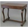 Image 1 : A Regency mahogany hall table, with two frieze drawers on scroll end supports with H stretcher an...