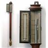 Image 1 : A George III mahogany stick barometer, with door and silvered thermometer scale on the reverse en...