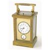 Image 1 : An early 20th century French brass hour-repeating carriage clock, with enamelled dial, signed Mar...