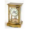 Image 1 : A 19th century French four-glass mantel clock, in brass case with champleve-enamelled borders, di...