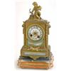 Image 1 : A 19th century French ormolu and porcelain mantel clock, surmounted with a figure of Cupid, and p...