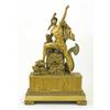 Image 1 : A 19th century gilt-brass mantel clock, surmounted by a saluting Roman, the frieze with figures f...