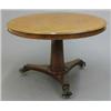 Image 1 : A Victorian mahogany breakfast table, with gun barrel column on platform base with carved lion pa...